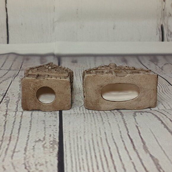 Miniature Village Figurine 16pc Set Ceramic Building Tree People Train Cat Dog - Picture 4 of 16